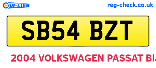 SB54BZT are the vehicle registration plates.