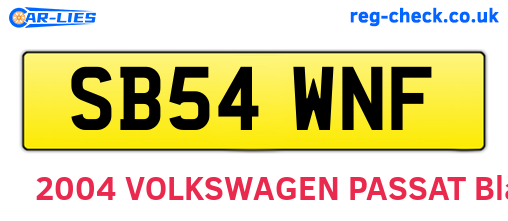 SB54WNF are the vehicle registration plates.