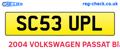 SC53UPL are the vehicle registration plates.