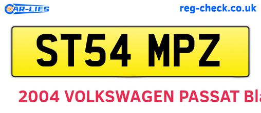 ST54MPZ are the vehicle registration plates.