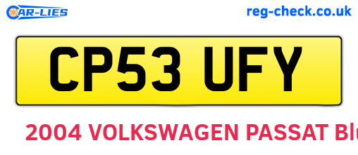 CP53UFY are the vehicle registration plates.