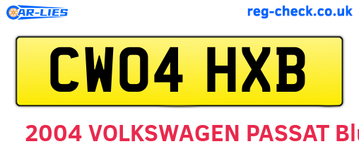 CW04HXB are the vehicle registration plates.