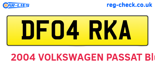 DF04RKA are the vehicle registration plates.
