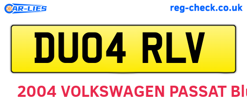 DU04RLV are the vehicle registration plates.