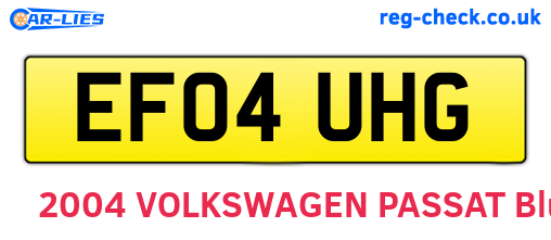 EF04UHG are the vehicle registration plates.