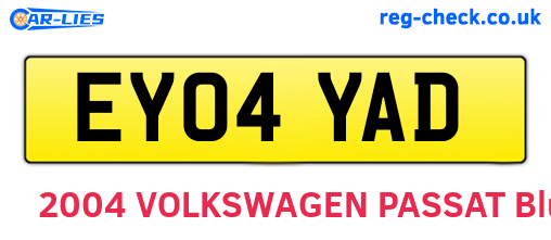 EY04YAD are the vehicle registration plates.