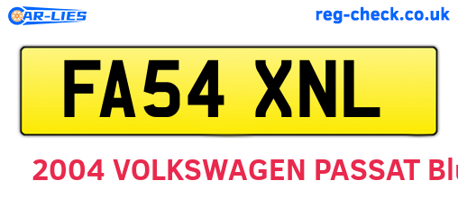 FA54XNL are the vehicle registration plates.
