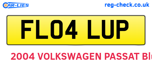 FL04LUP are the vehicle registration plates.