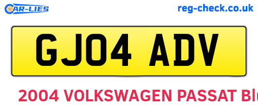 GJ04ADV are the vehicle registration plates.