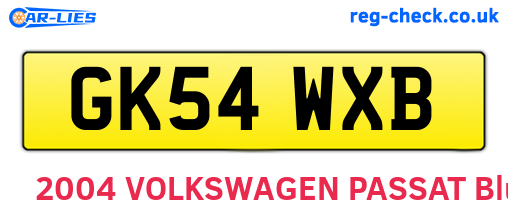 GK54WXB are the vehicle registration plates.