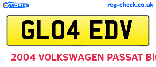 GL04EDV are the vehicle registration plates.