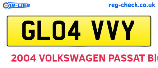 GL04VVY are the vehicle registration plates.