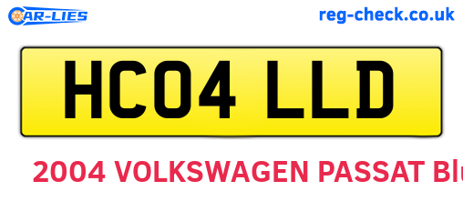 HC04LLD are the vehicle registration plates.