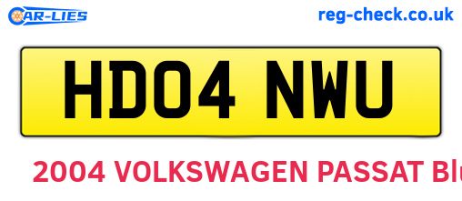 HD04NWU are the vehicle registration plates.
