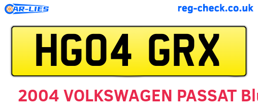 HG04GRX are the vehicle registration plates.