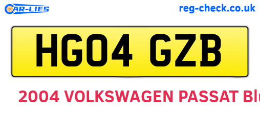 HG04GZB are the vehicle registration plates.