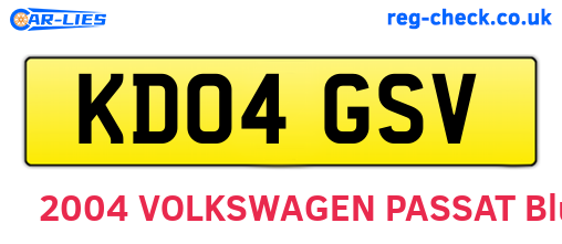 KD04GSV are the vehicle registration plates.