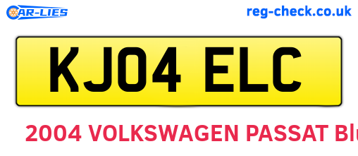 KJ04ELC are the vehicle registration plates.