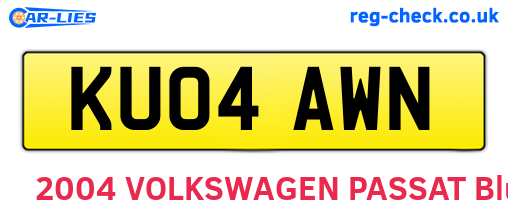 KU04AWN are the vehicle registration plates.