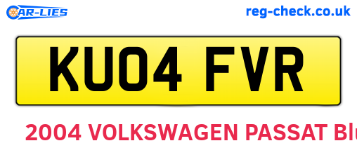 KU04FVR are the vehicle registration plates.