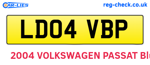 LD04VBP are the vehicle registration plates.