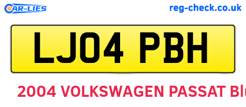 LJ04PBH are the vehicle registration plates.