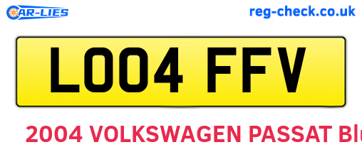 LO04FFV are the vehicle registration plates.