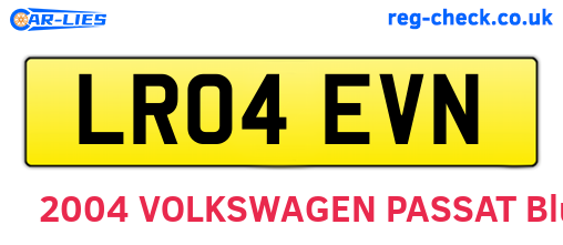 LR04EVN are the vehicle registration plates.
