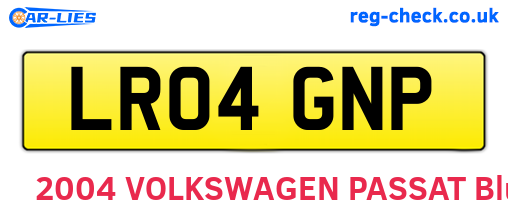 LR04GNP are the vehicle registration plates.