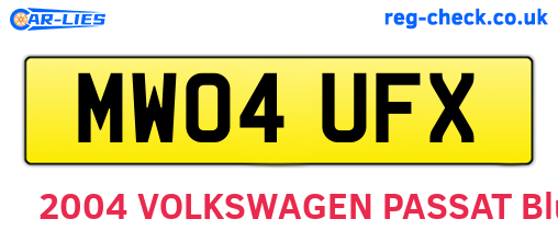 MW04UFX are the vehicle registration plates.