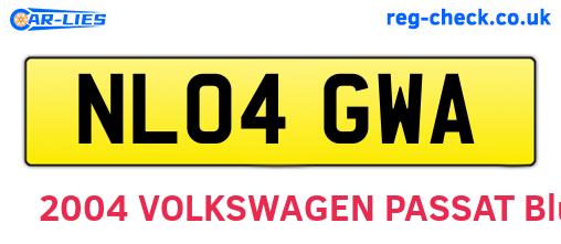 NL04GWA are the vehicle registration plates.