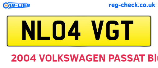 NL04VGT are the vehicle registration plates.