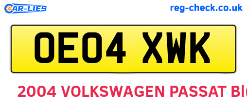 OE04XWK are the vehicle registration plates.