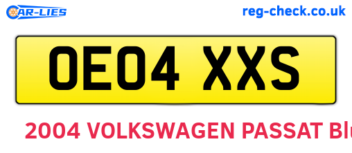 OE04XXS are the vehicle registration plates.