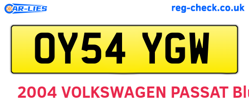 OY54YGW are the vehicle registration plates.