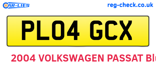 PL04GCX are the vehicle registration plates.