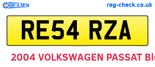 RE54RZA are the vehicle registration plates.