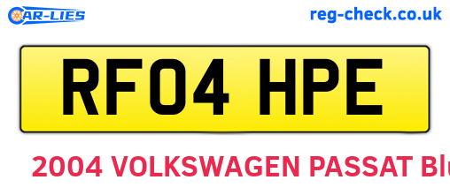 RF04HPE are the vehicle registration plates.