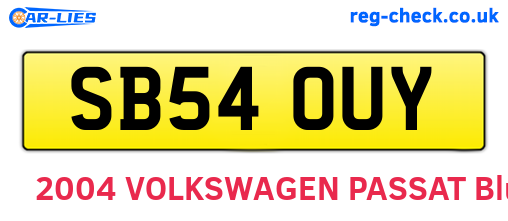 SB54OUY are the vehicle registration plates.