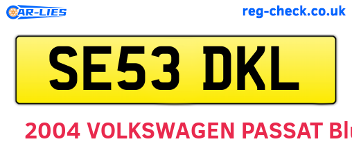 SE53DKL are the vehicle registration plates.