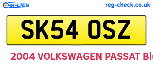 SK54OSZ are the vehicle registration plates.