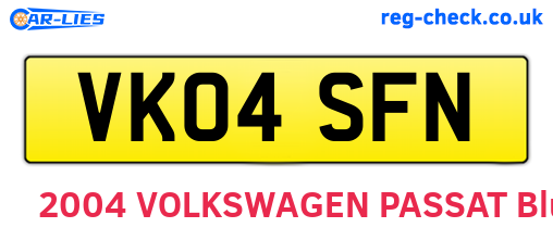 VK04SFN are the vehicle registration plates.