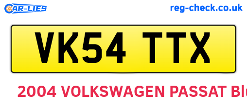 VK54TTX are the vehicle registration plates.