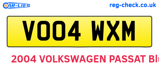 VO04WXM are the vehicle registration plates.