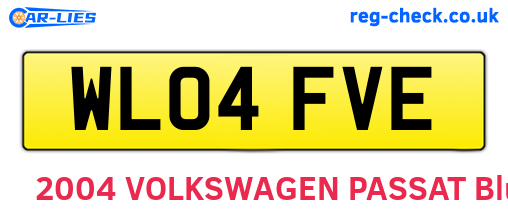 WL04FVE are the vehicle registration plates.