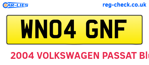 WN04GNF are the vehicle registration plates.