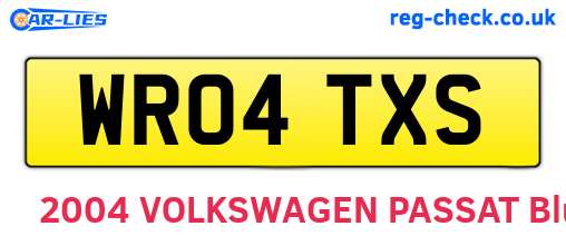 WR04TXS are the vehicle registration plates.