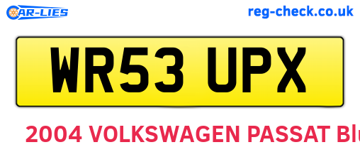 WR53UPX are the vehicle registration plates.