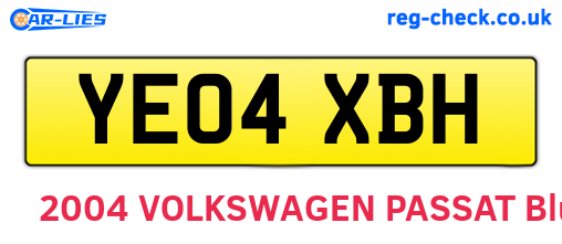 YE04XBH are the vehicle registration plates.
