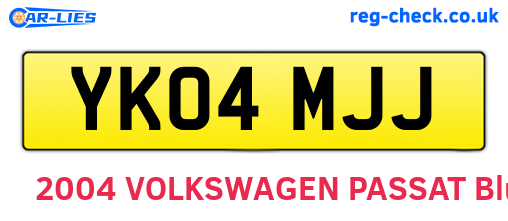 YK04MJJ are the vehicle registration plates.